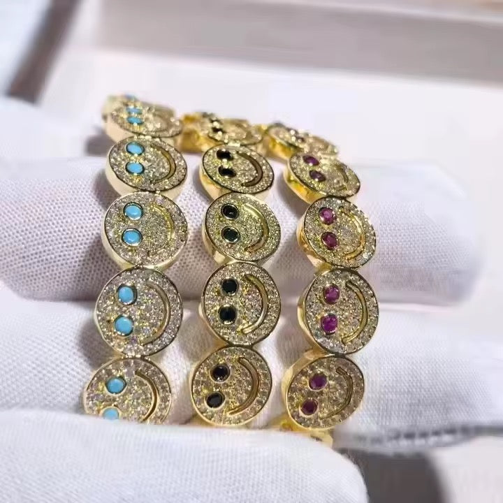 Laughing Smile Face Bracelet High Quality 18K Plated