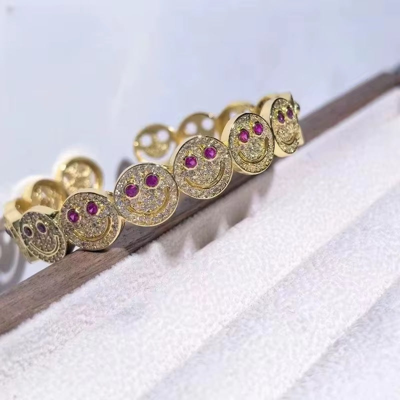 Laughing Smile Face Bracelet High Quality 18K Plated