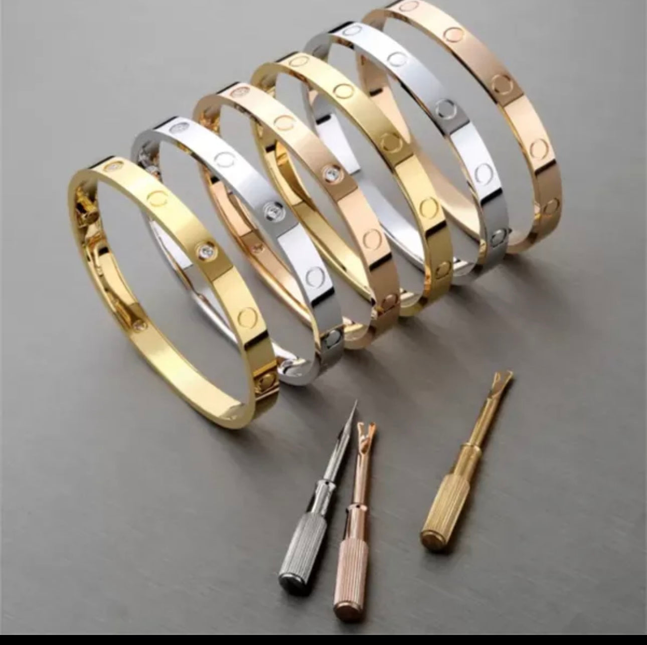 Classic Screw Bangle: 6 stones