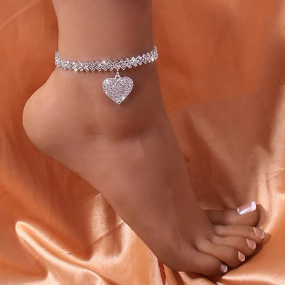 Bling heart anklet