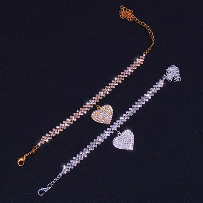 Bling heart anklet