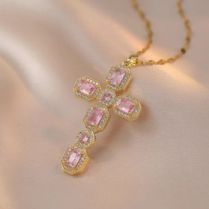 Cross crysta necklace